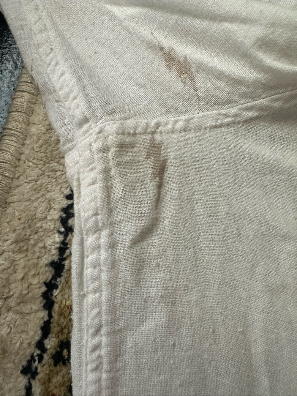 Rails White Gold Lightning Bolt Linen Blend Button Down Shirt Size M - Picture 7 of 12